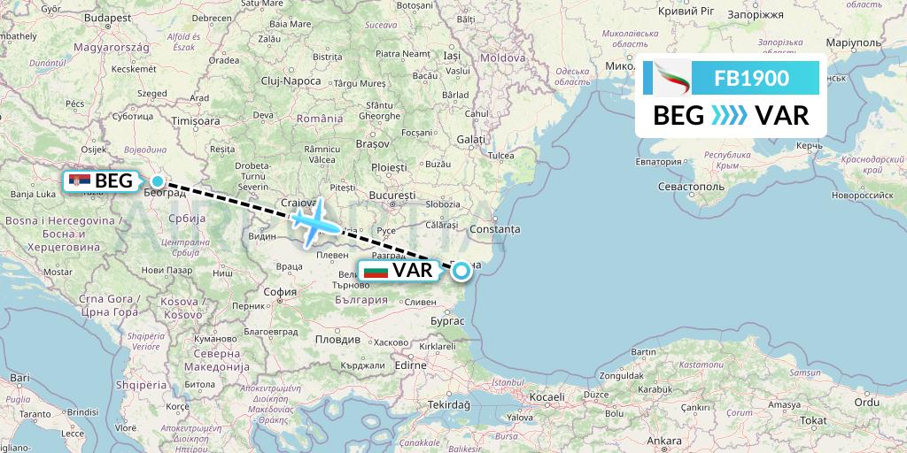 FB1900 Bulgaria Air Flight Map: Belgrade to Varna