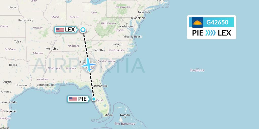 G42650 Allegiant Air Flight Map: St. Petersburg to Lexington