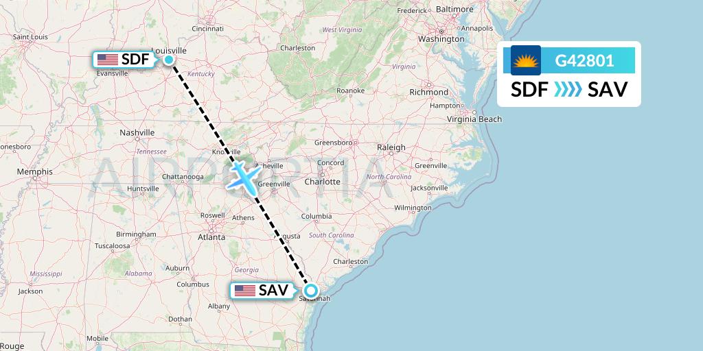 G42801 Allegiant Air Flight Map: Louisville to Savannah