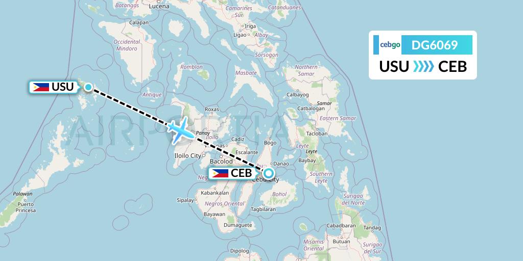DG6069 Cebgo Flight Map: Busuanga to Cebu