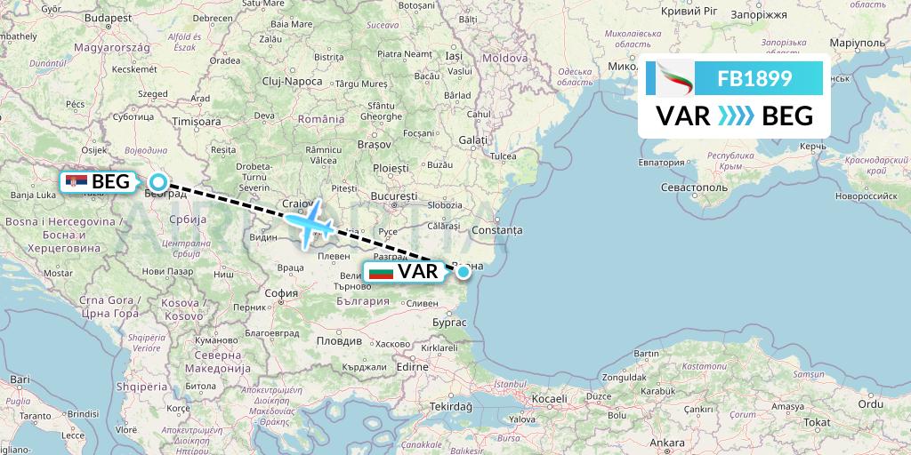 FB1899 Bulgaria Air Flight Map: Varna to Belgrade