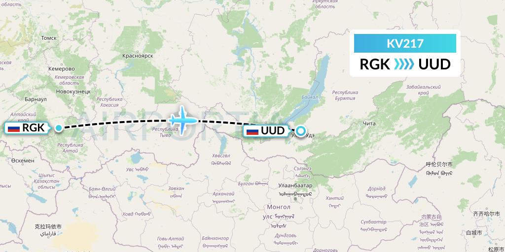 KV217 KrasAvia Flight Map: Gorno-Altaysk to Ulan-Ude