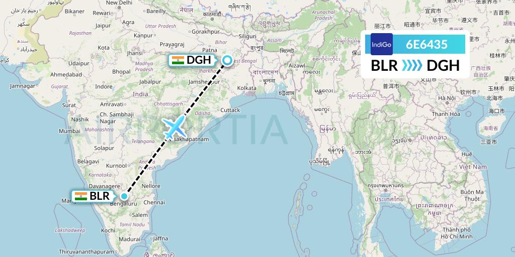 6E6435 IndiGo Airlines Flight Map: Bangalore to Patna