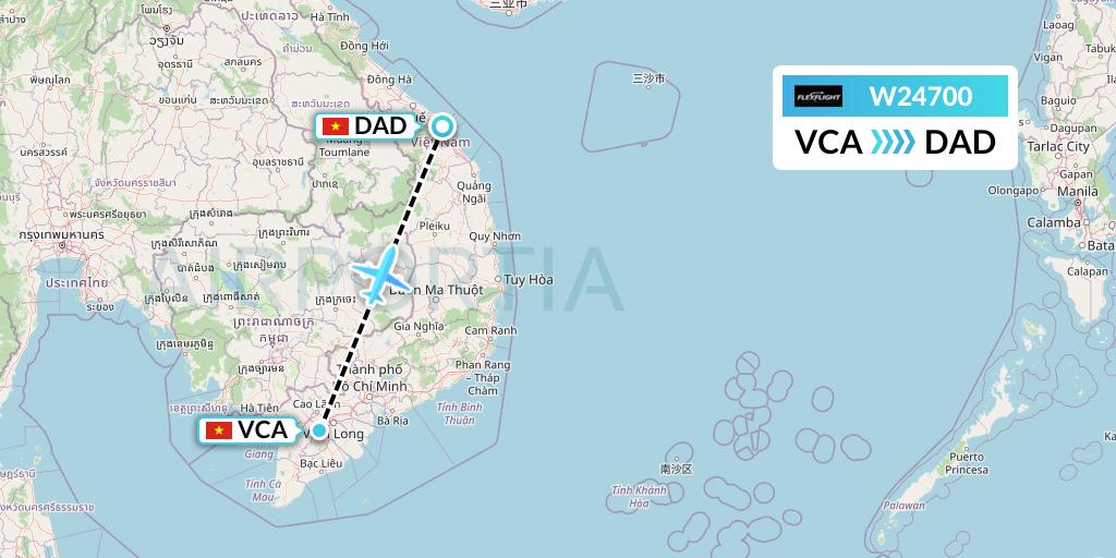 W24700 Flex Flight Flight Map: Can Tho to Da Nang