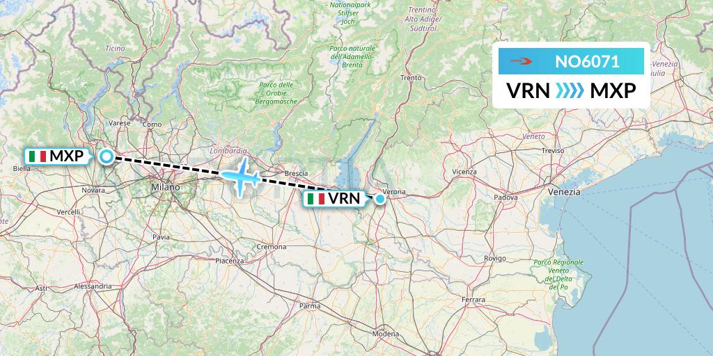NO6071 Neos Flight Map: Verona to Milan