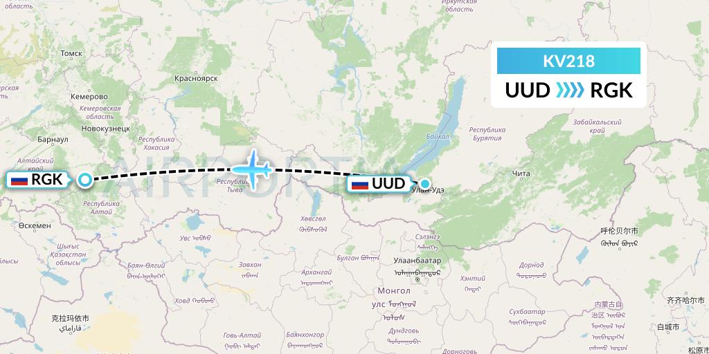 KV218 KrasAvia Flight Map: Ulan-Ude to Gorno-Altaysk