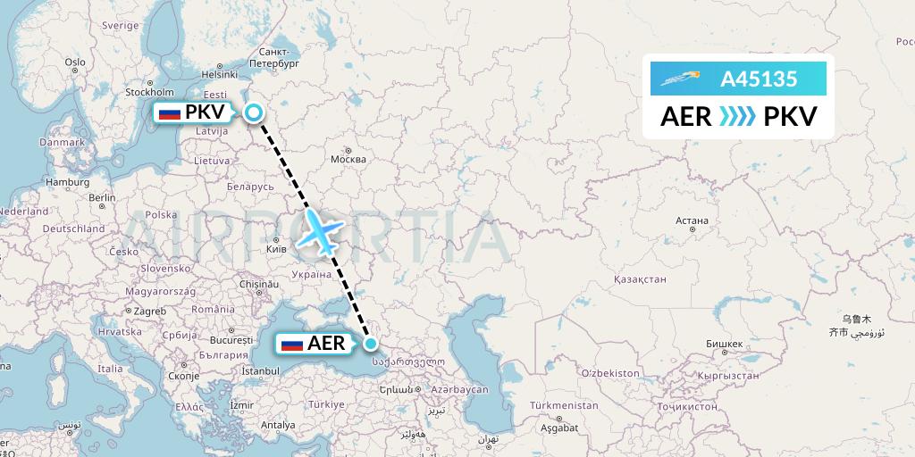 A45135 Azimuth Airlines Flight Map: Sochi to Pskov