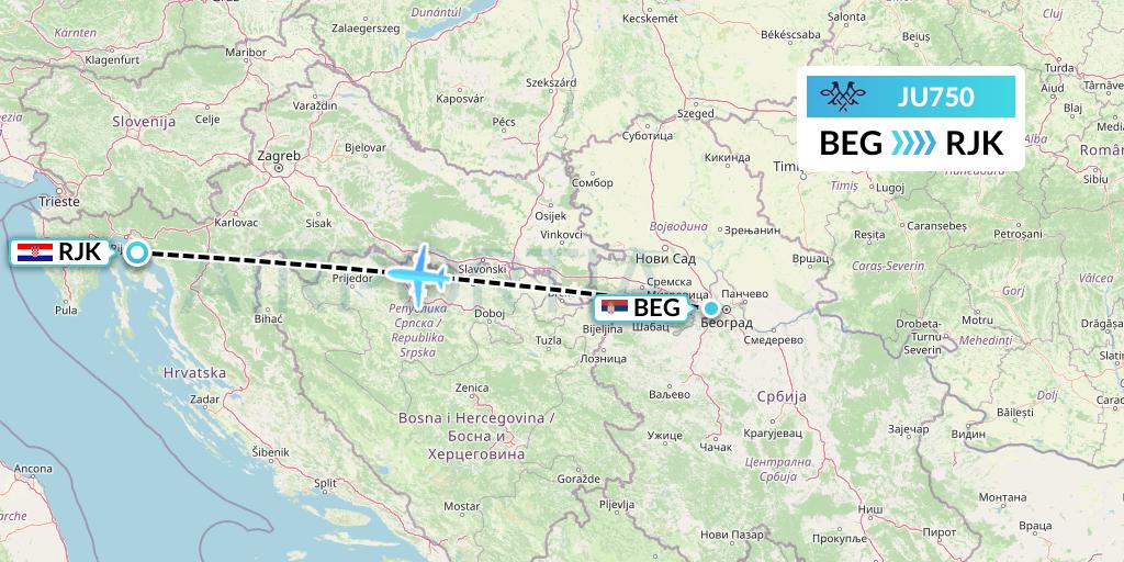 JU750 Flight Status AirSERBIA: Belgrade to Rijeka (ASL750)