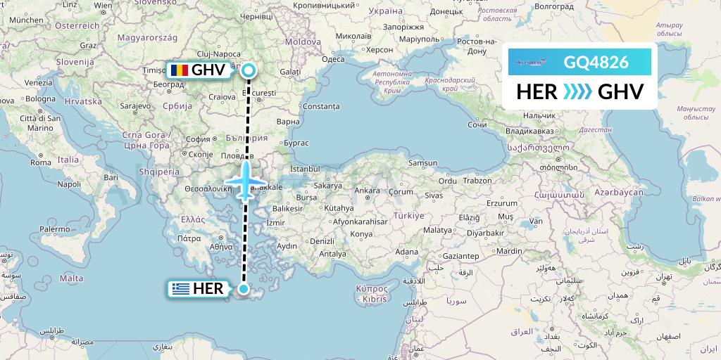 GQ4826 Sky Express (Greece) Flight Map: Heraklion to Brasov
