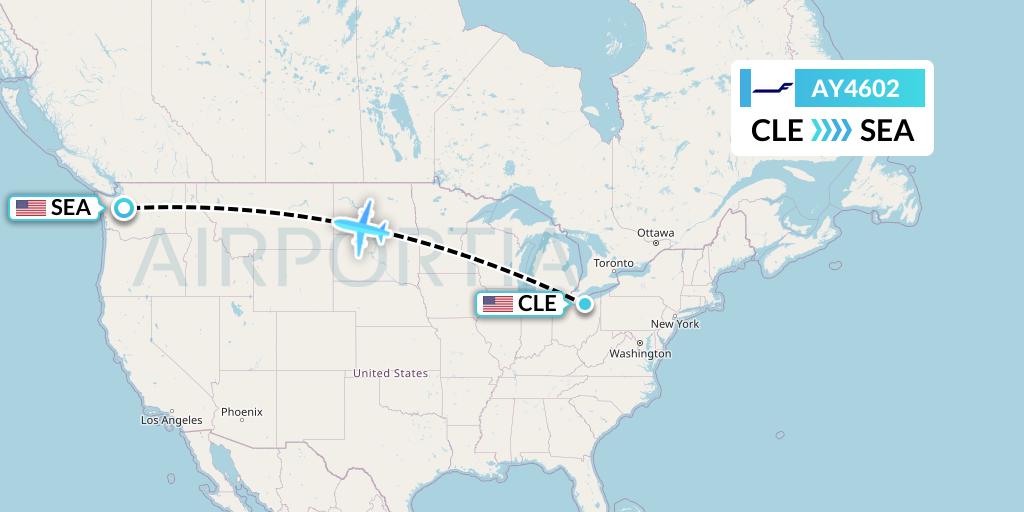 AY4602 Finnair Flight Map: Cleveland to Seattle