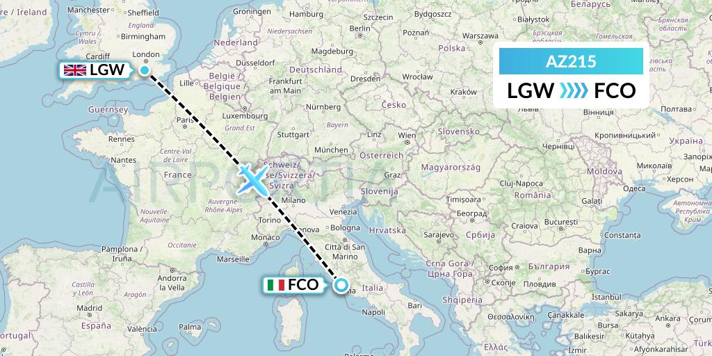 AZ215 ITA Airways Flight Map: London to Rome