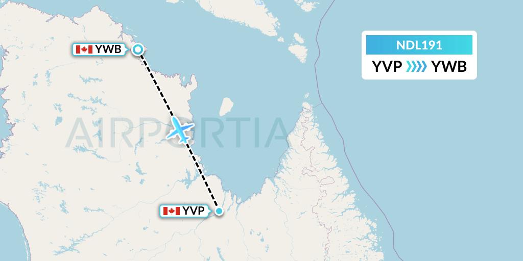 NDL191 Chrono Aviation Flight Map: Kuujjuaq to Kangiqsujuaq