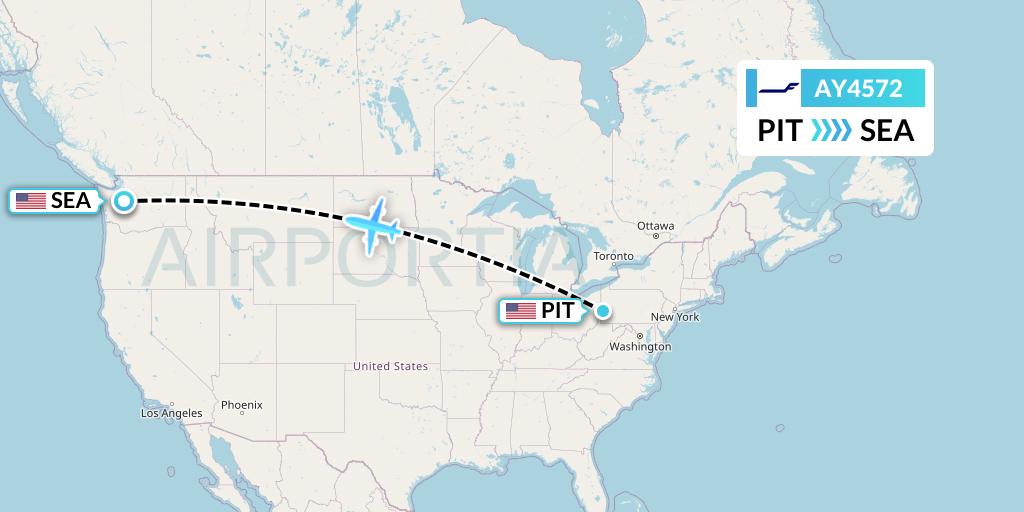 AY4572 Finnair Flight Map: Pittsburgh to Seattle