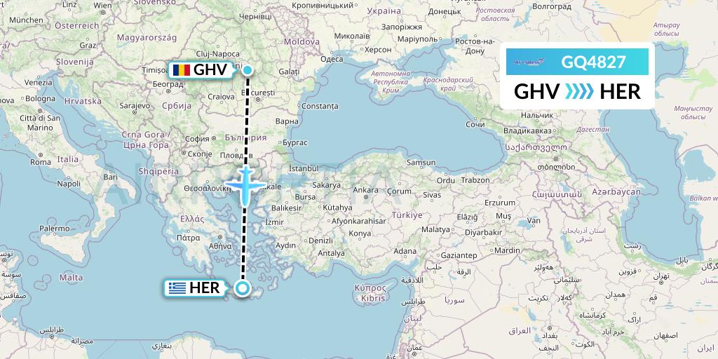 GQ4827 Sky Express (Greece) Flight Map: Brasov to Heraklion