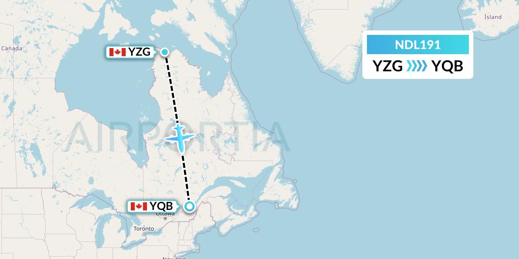 NDL191 Chrono Aviation Flight Map: Salluit to Quebec