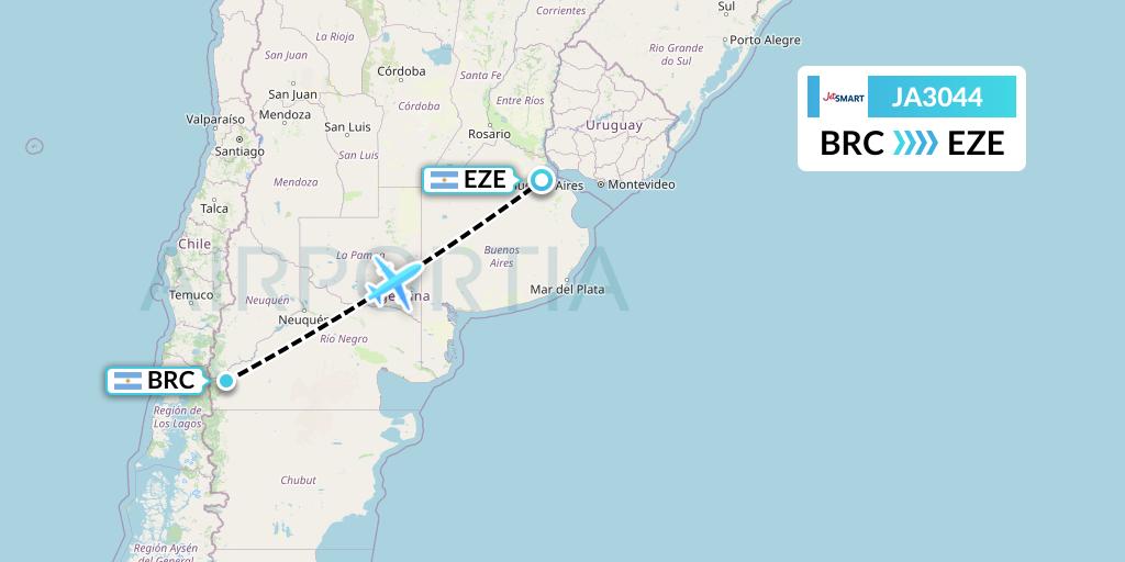 JA3044 JetSMART Flight Map: San Carlos de Bariloche to Buenos Aires