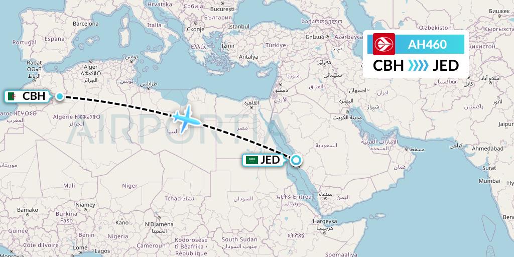 AH460 Air Algerie Flight Map: Bechar to Jeddah