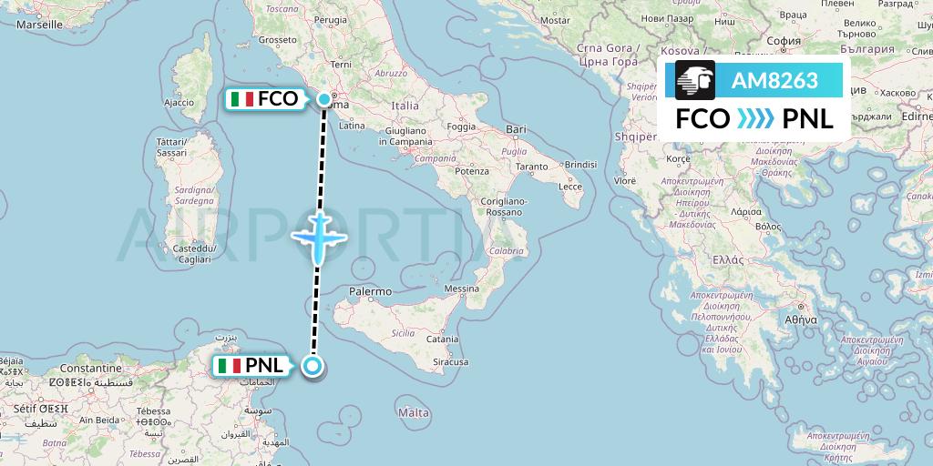 AM8263 Aeromexico Flight Map: Rome to Pantelleria