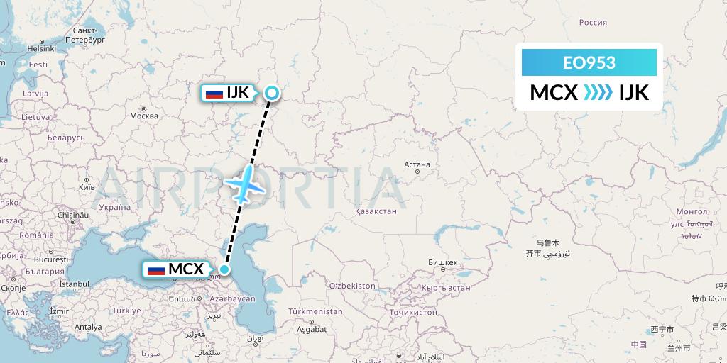 EO953 Pegas Fly Flight Map: Makhachkala to Izhevsk