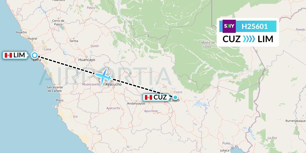 H25601 Sky Airline Flight Map: Cusco to Lima