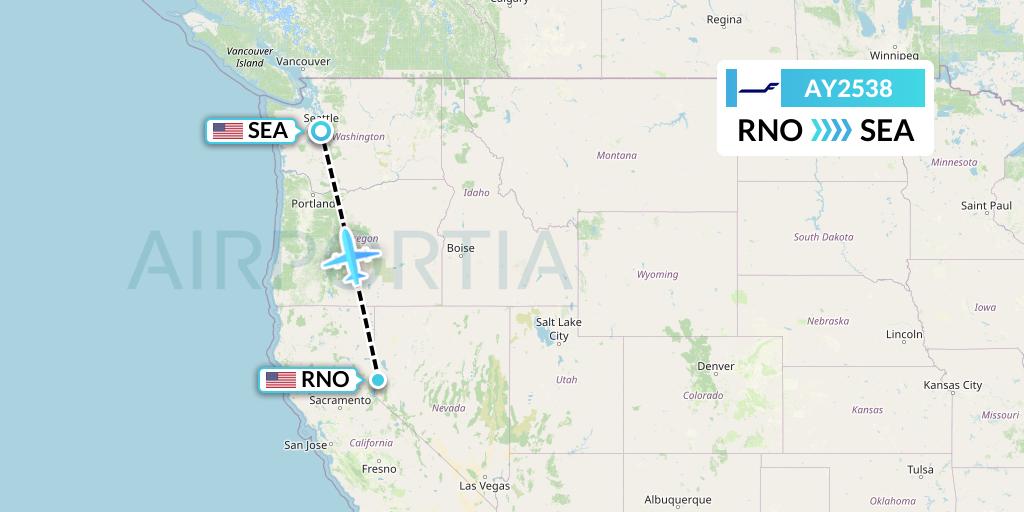 AY2538 Finnair Flight Map: Reno to Seattle