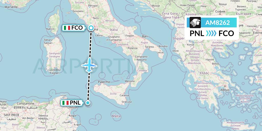 AM8262 Aeromexico Flight Map: Pantelleria to Rome