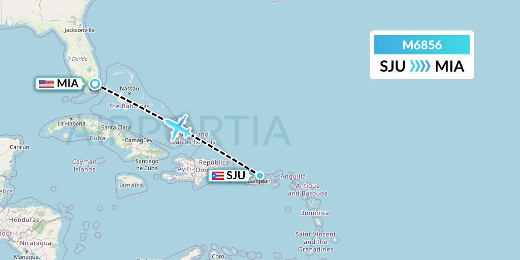 M6856 Amerijet International Flight Map: San Juan to Miami