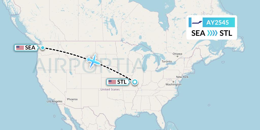 AY2545 Finnair Flight Map: Seattle to St. Louis