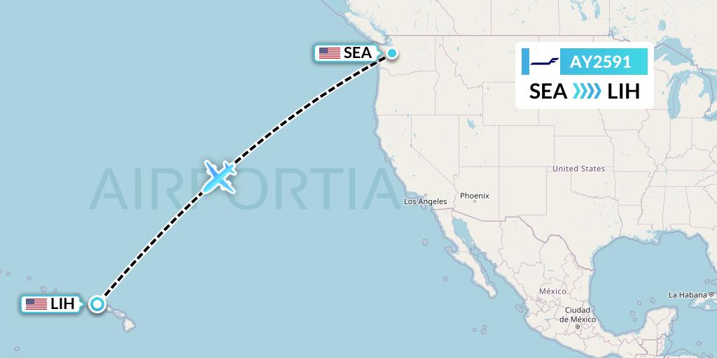 AY2591 Finnair Flight Map: Seattle to Lihue