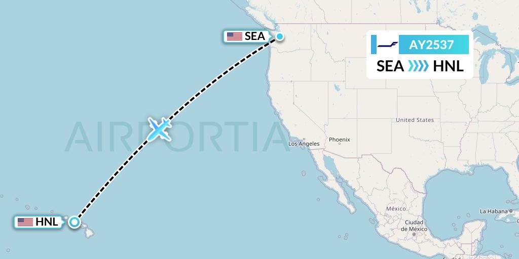 AY2537 Finnair Flight Map: Seattle to Honolulu