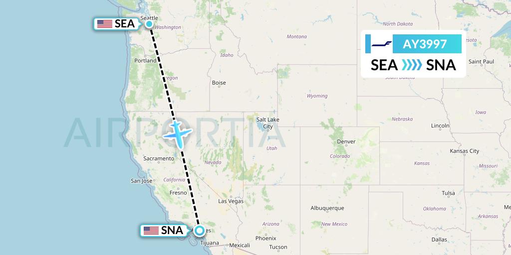 AY3997 Finnair Flight Map: Seattle to Orange County