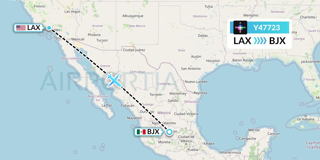 Y47723 Volaris Flight Map: Los Angeles to Silao