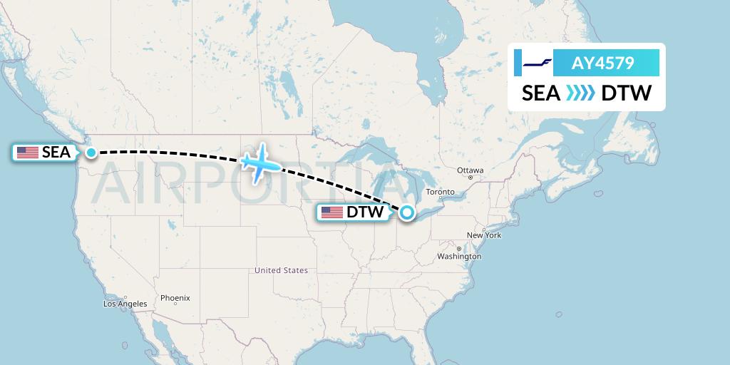 AY4579 Finnair Flight Map: Seattle to Detroit