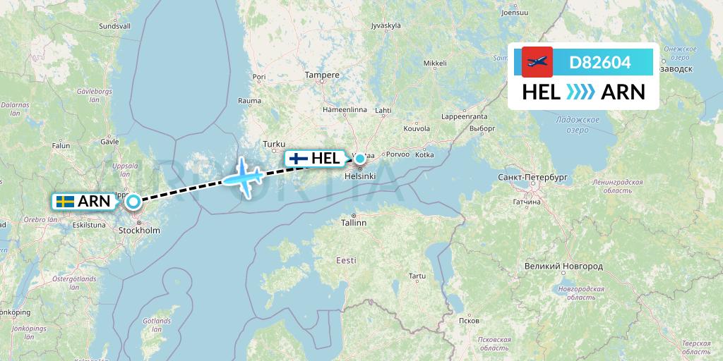 D82604 Norwegian Air International Flight Map: Helsinki to Stockholm