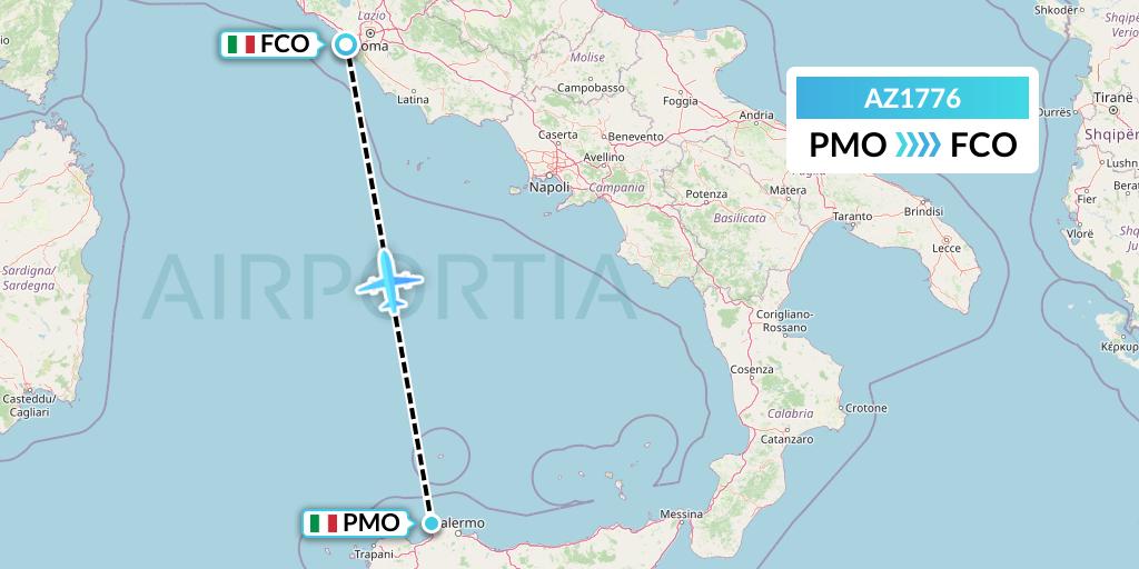 AZ1776 ITA Airways Flight Map: Palermo to Rome
