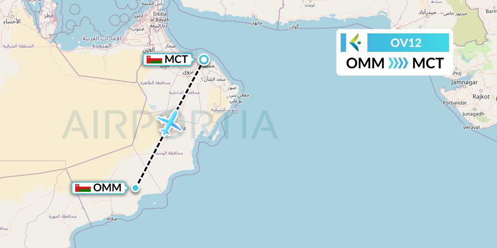 OV12 SalamAir Flight Map: Marmul to Muscat
