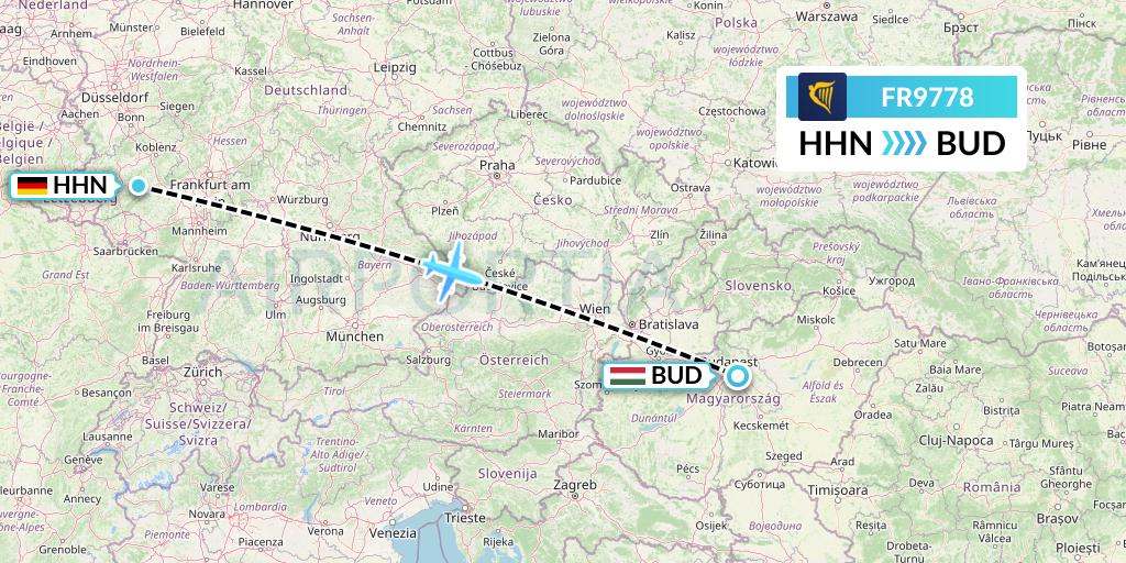 FR9778 Ryanair Flight Map: Hahn to Budapest