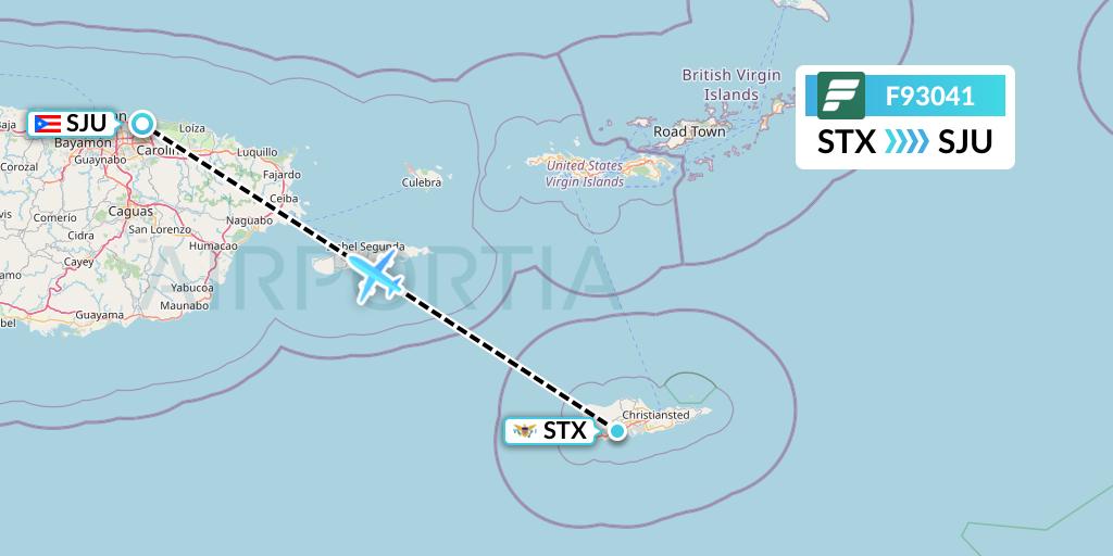 F93041 Frontier Airlines Flight Map: St. Croix to San Juan