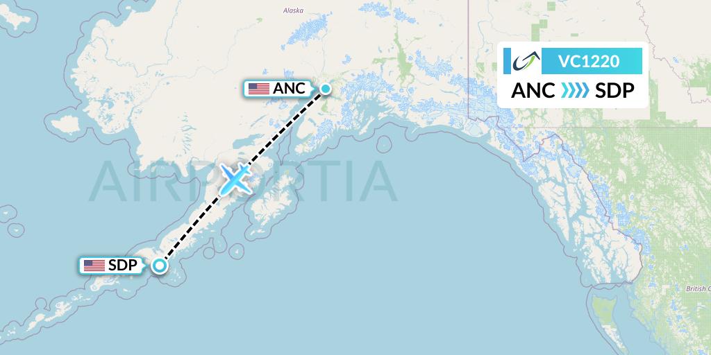 VC1220 ViaAir Flight Map: Anchorage to Sand Point