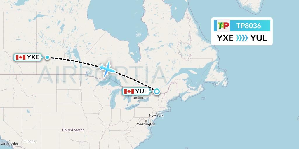 TP8036 Flight Status TAP Portugal Saskatoon to Montreal (TAP8036)