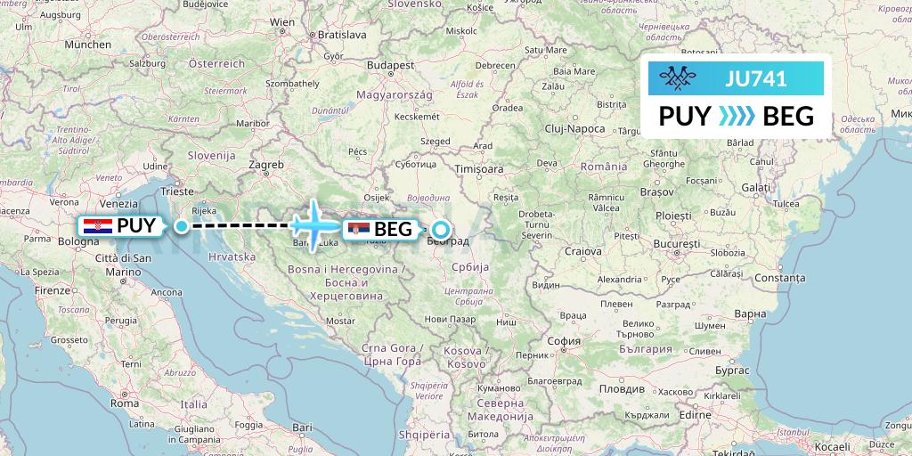 JU741 Flight Status AirSERBIA Pula to Belgrade (ASL741)