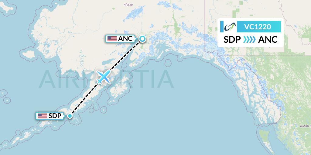 VC1220 ViaAir Flight Map: Sand Point to Anchorage