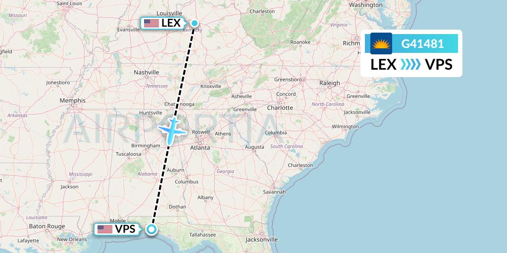G41481 Allegiant Air Flight Map: Lexington to Valparaiso