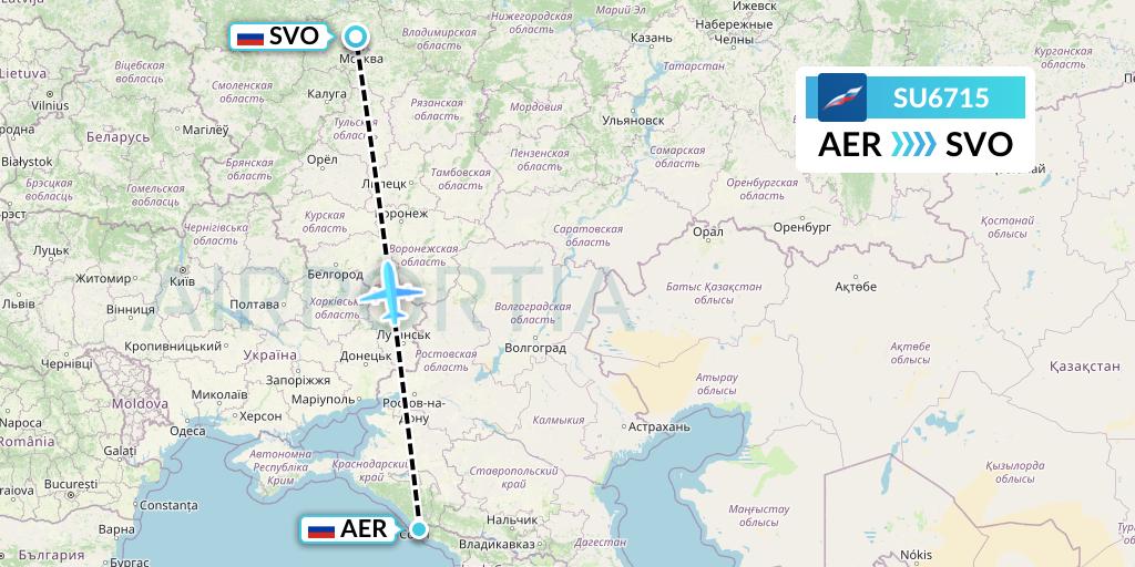 SU6715 Aeroflot Flight Map: Sochi to Moscow