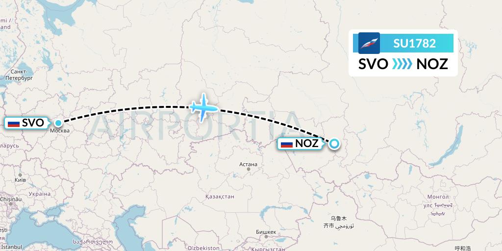 SU1782 Aeroflot Flight Map: Moscow to Novokuznetsk