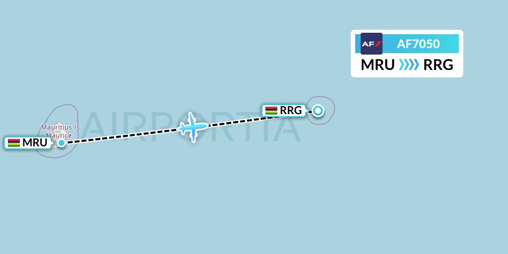 AF7050 Air France Flight Map: Port Louis to Port Mathurin