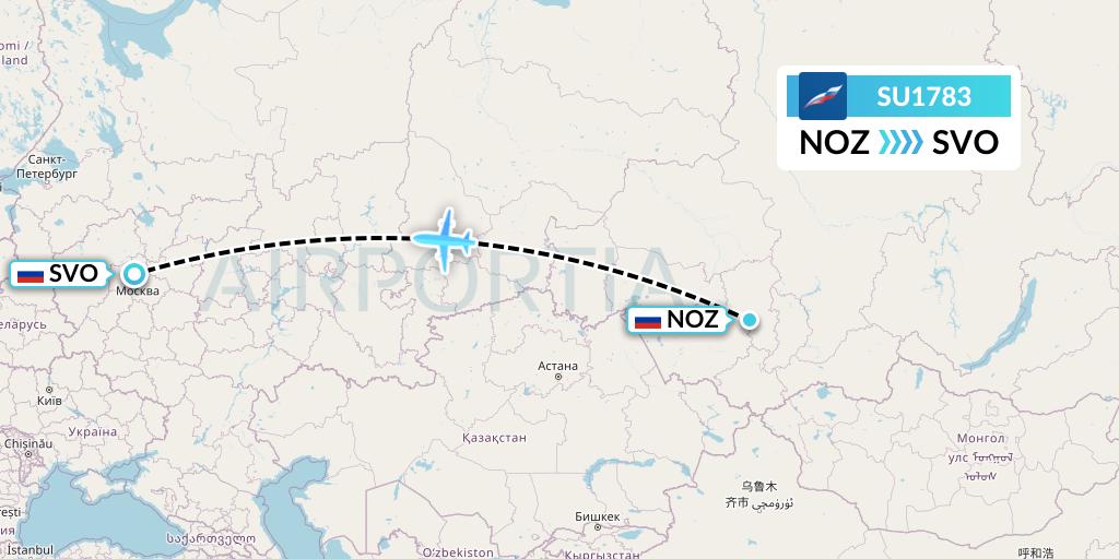 SU1783 Aeroflot Flight Map: Novokuznetsk to Moscow
