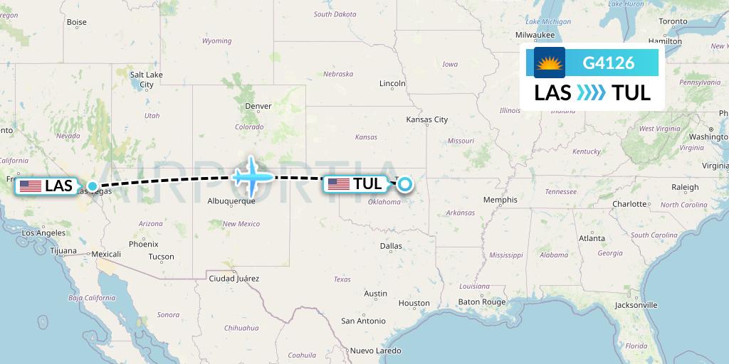 G4126 Allegiant Air Flight Map: Las Vegas to Tulsa