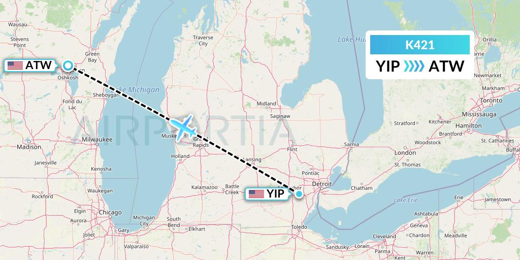 K421 Kalitta Air Flight Map: Detroit to Appleton