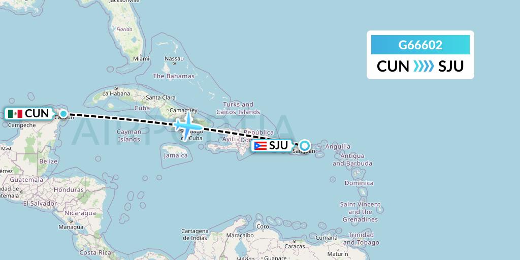 G66602 Flight Status Fly Arna Cancun to San Juan (ACY6602)